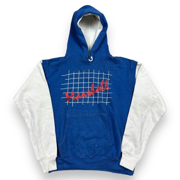 Vintage Marshall Net Two Tone Mens Large Pullover Hoodie Sportswear Skate Grunge - Picture 1 of 11
